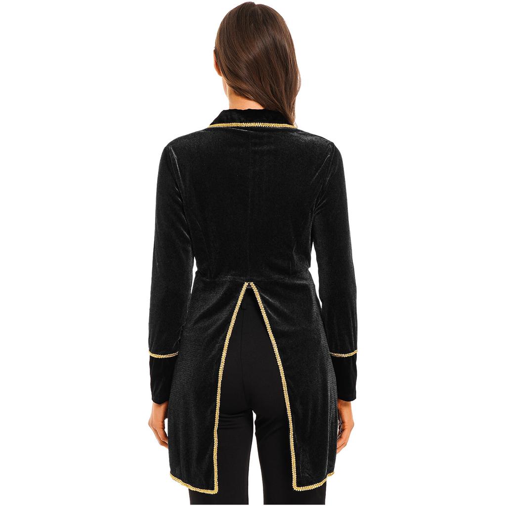 Women Velvet Swallow Tailed Coat Casual Long Sleeve Lapel Blazer Jacket Carnival Cosplay Party Costume