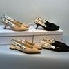 Женские вязаные полосатые сандалии D Brand на kitten heel с бантом