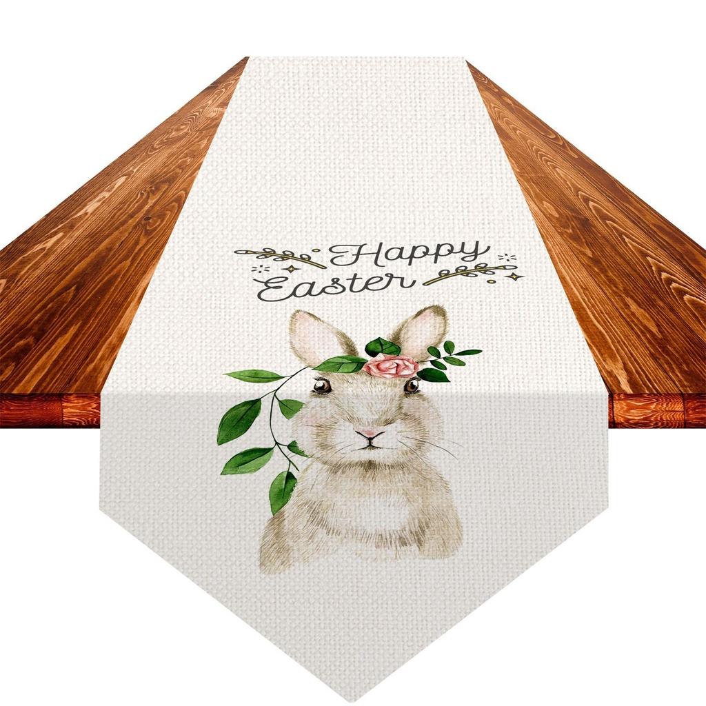 Easter Rabbit Table Easter Bunny Floral Table Cloth With Patterns Spring Easter Holiday Party