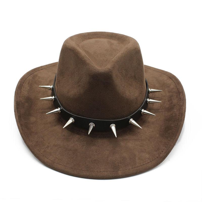 Suede Rivet Western Cowboy Top Hat Wool Felt Hat Men'S And Women'S Jazz Hat British Felt Hat