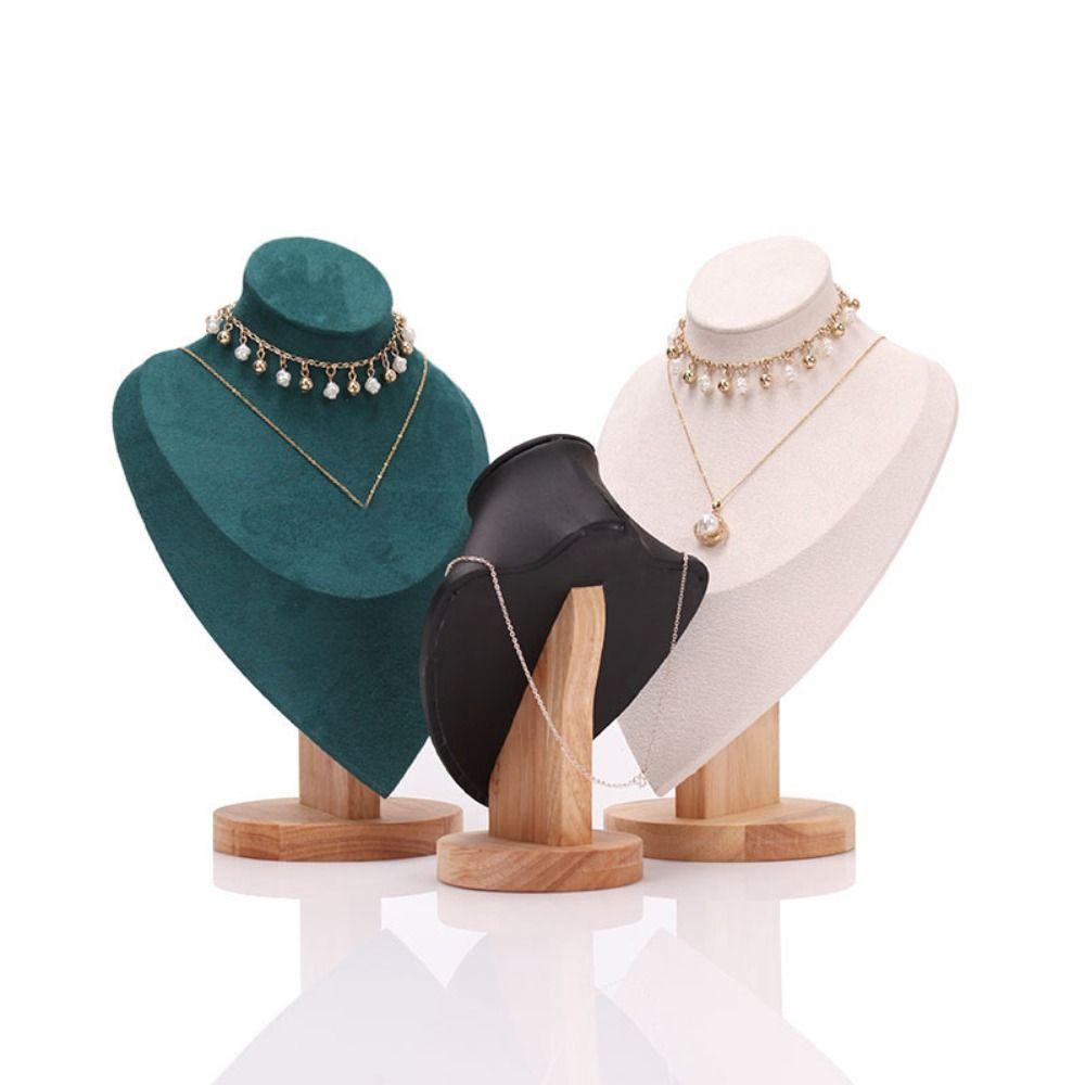 New Suede Jewelry Storage Rack Show Wooden Neck Display Props 3D Display Model