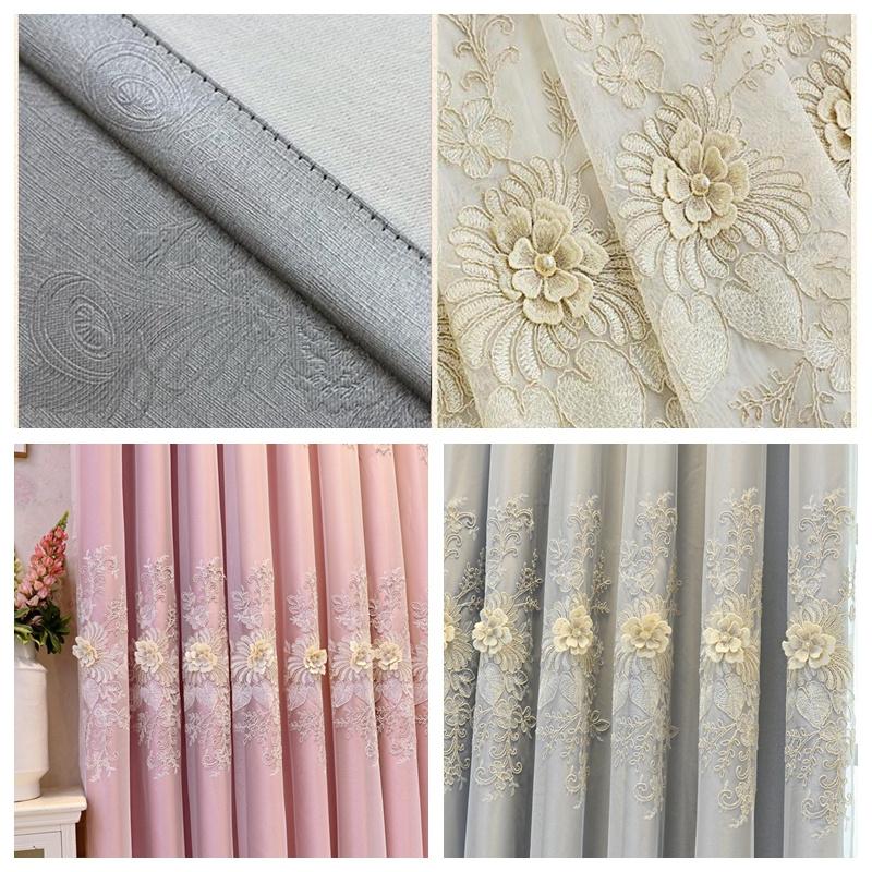 Fashion Modern Luxurious Jacquard Double Layer Blackout Window Curtains Thick Curtains Living Room Home Decor