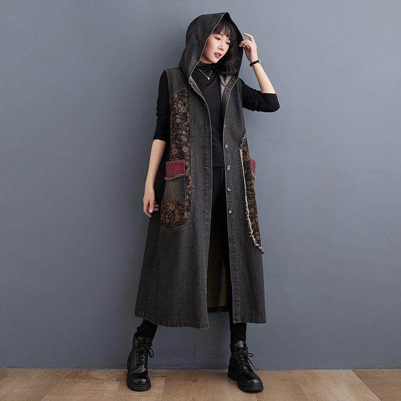 Fashion Autumn Slim Korean Female Long Coat Long Sleeve Tunic Windbreaker Plus Size Women Denim Trench