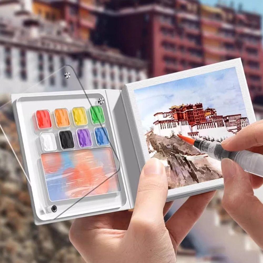 Mini Watercolor Paint Palette Set Acrylic Travel Painting Tray Kit Empty Paint Box Travel