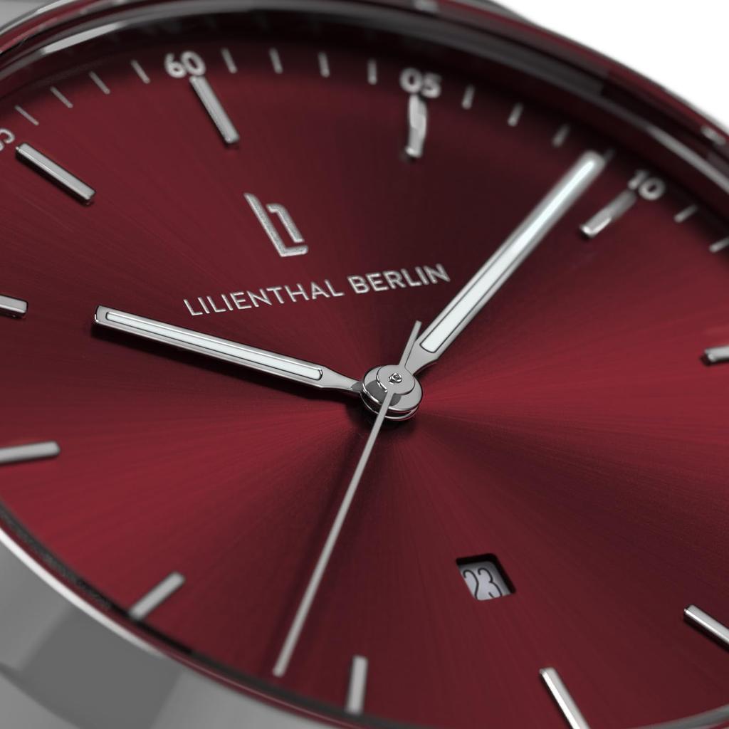 Lilianthal Berlin Silver Watch with Date Made in Men's Display, Germany, H01-108-B023AS