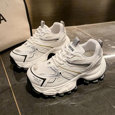 Черный Бежевый Серебристый Осень Женские Повседневные Ретро Вулканизированные Туфли Универсальные Модные Спортивные Кроссовки Сетчатые Туфли