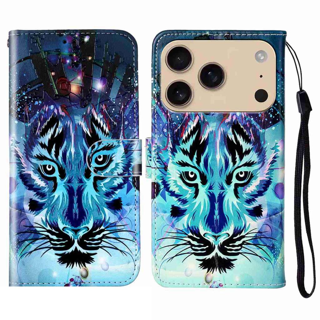For iPhone 17 Pro Max Case Pattern Leather Wallet Phone Cover with Strap