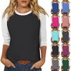 Shirt For Women's Fashion Casual Raglan Sleeve Round Neck 3/4 Sleeve Loose Printed T-Shirt Ladies Top