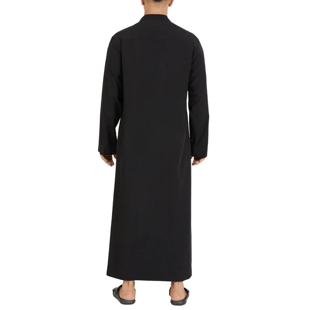 Muslim Men Jubba Thobe Solid 2024 Long Sleeve Thin Robes Kaftan Stand Collar Islamic Arabic Fashion Men Caftan S-3XL