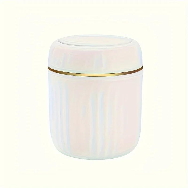 Luxury Press Top Mini Trash Can with Lid Small Plastic Waste Bin for Office Living Room Bedroom Study Kitchen Desktop