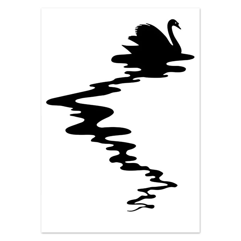 Современный стиль, настенные художественные постеры с животными, черно-белый лебедь, холст, картины, украшения для спальни, скандинавские картины для домашнего декора