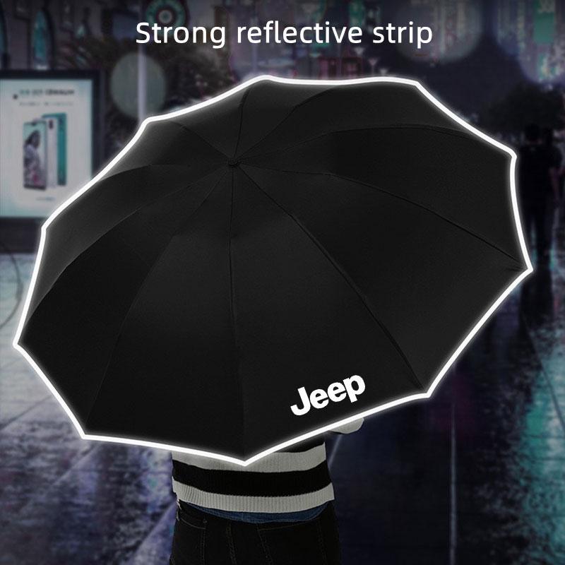 LED Umbrella Fully Automatic Dual Purpose Folding Umbrella Sticker For Jeep Grand Cherokee Wrangler JK Gladiator Compass Car ANR1