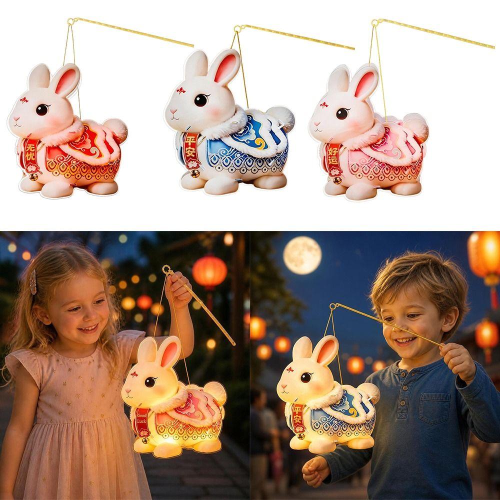 PVC Handheld Lantern Handheld Glowing Lantern Mid-Autumn Festival Rabbit Lantern Children's Craft