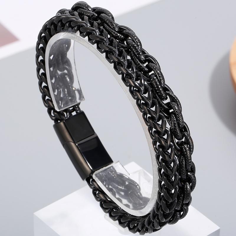 Двухслойная цепочка шириной 12 мм, мужской браслет, мужской браслет золотого цвета из нержавеющей стали, металлический браслет на руку, ювелирные изделия дружбы