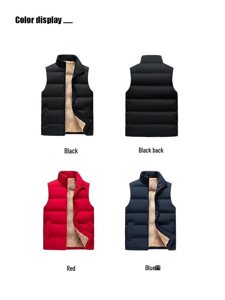 Мужской зимний жилет из овечьей шерсти, пуха и хлопка - Толстый, теплый, без рукавов, большого размера