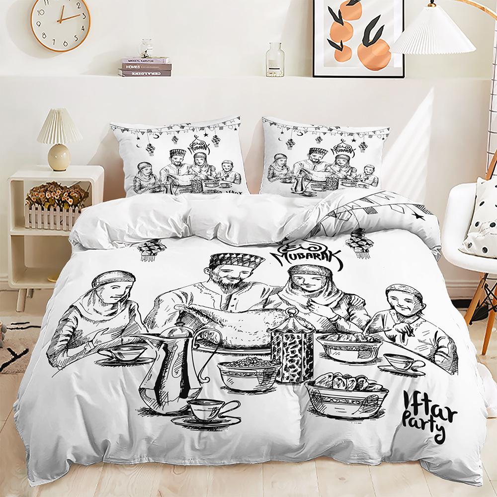 Пододеяльник со звездами и луной Twin King мусульманский комплект постельного белья для праздника Рамадан из микрофибры, покрывало для лампы для подростков и взрослых, декор