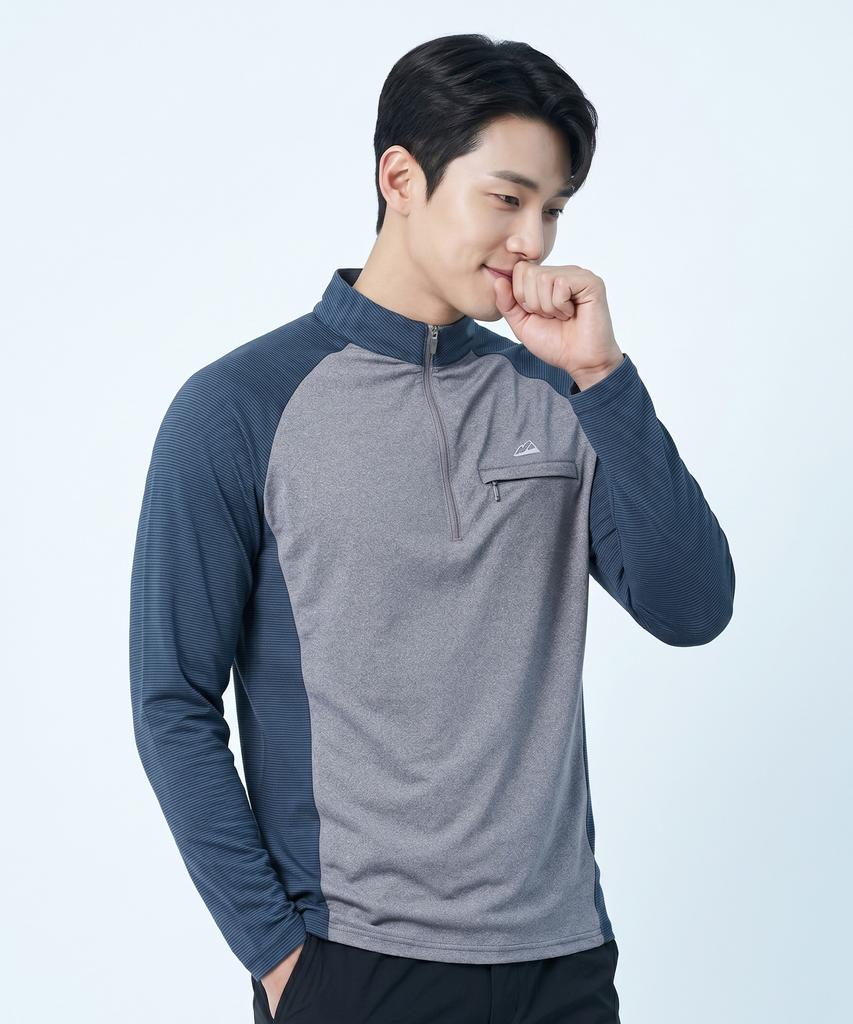 EXTRASPORTY Ocean Blue Men'S Cooling Zip-Up T-Shirt 4 Colors
