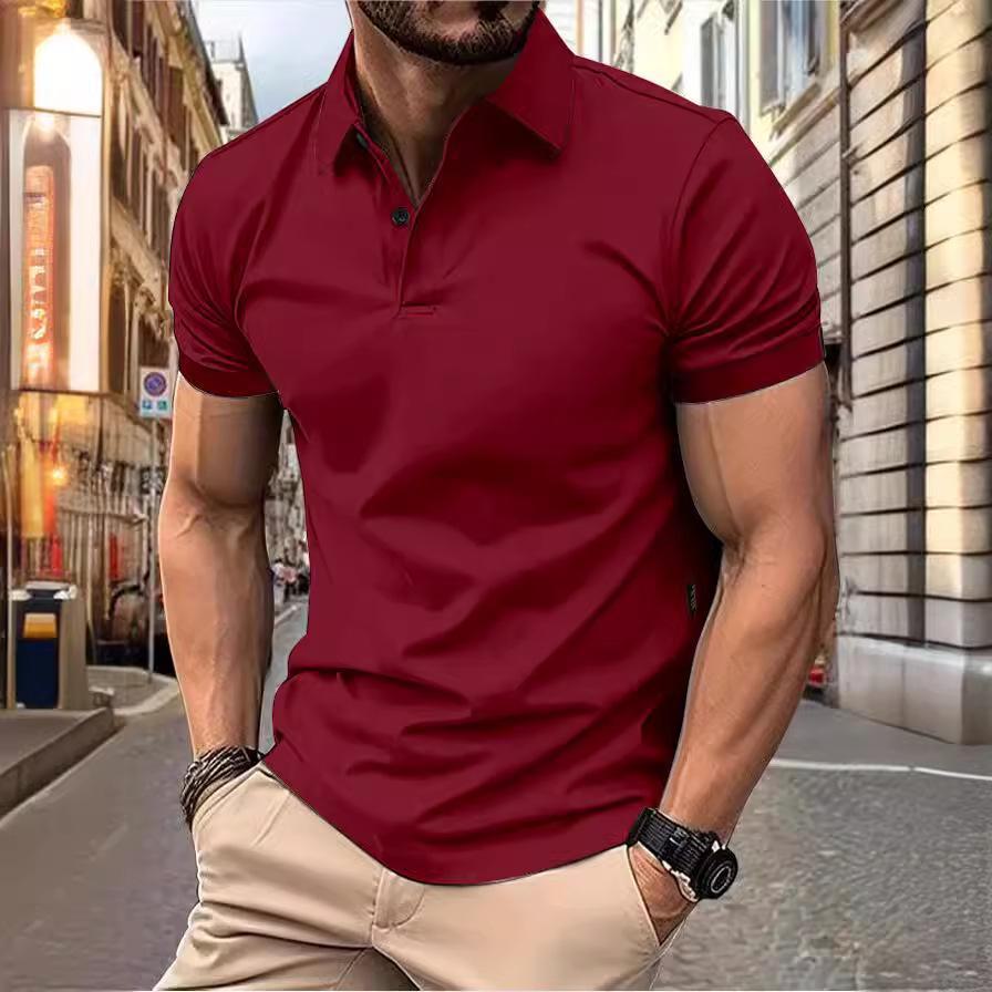 Мужские облегающие однотонные летние топы с коротким рукавом - Европейская и американская мода