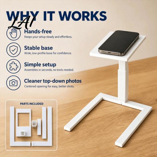 Coin Photography Stand 3D Printed Stand Adjustable Overhead Phone Camera Holder for Shoot Document Scanning Video Recording Collectibles