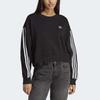 Adidas Originals Logo Print Three Stripes Short Sleeve Crewneck Sweatshirt Women Sweatshirt Black IB7396