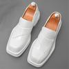 Модные Роскошные Ретро Дизайнерские Белые Туфли с Квадратным Носком на Толстой Подошве для Увеличения Роста для Мужчин Формальные Свадебные Выпускные Платья Для Выступлений Лоферы