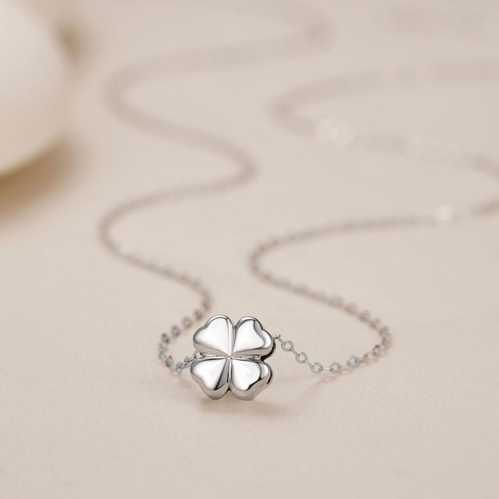 Серебряное ожерелье S925 с четырьмя листочками клевера на удачу, женское, универсальное, простое, с подвеской в виде листа, ретро-цепочка на ключицу, ювелирные изделия, мода