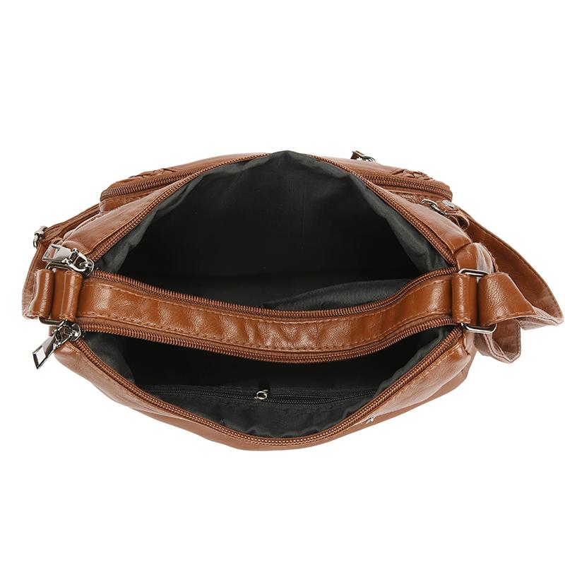 Сумка через плечо большой емкости из мягкой кожи, многослойная сумка через плечо для женщин среднего и пожилого возраста