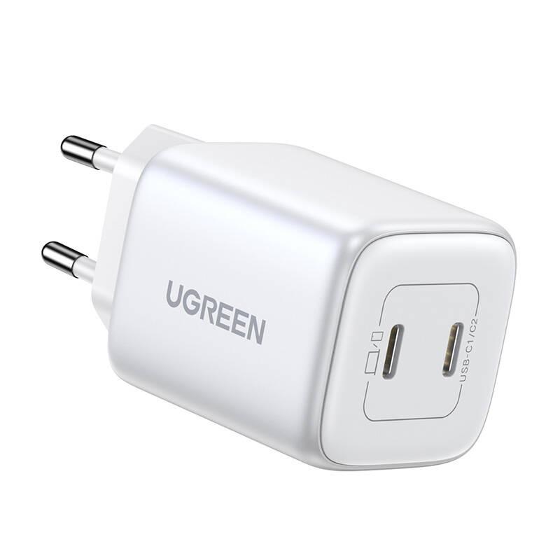 Сетевое зарядное устройство Ugreen Nexode 45 Вт, 2x USB-C, PD3.0, QC4.0, GaN (Белый)