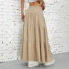 Женская длинная юбка Весна Лето Средняя талия А-силуэт Легкая Расклешенная Юбка-макси Дышащая Однотонная Эластичная талия Шнурок Плиссированная Повседневная юбка