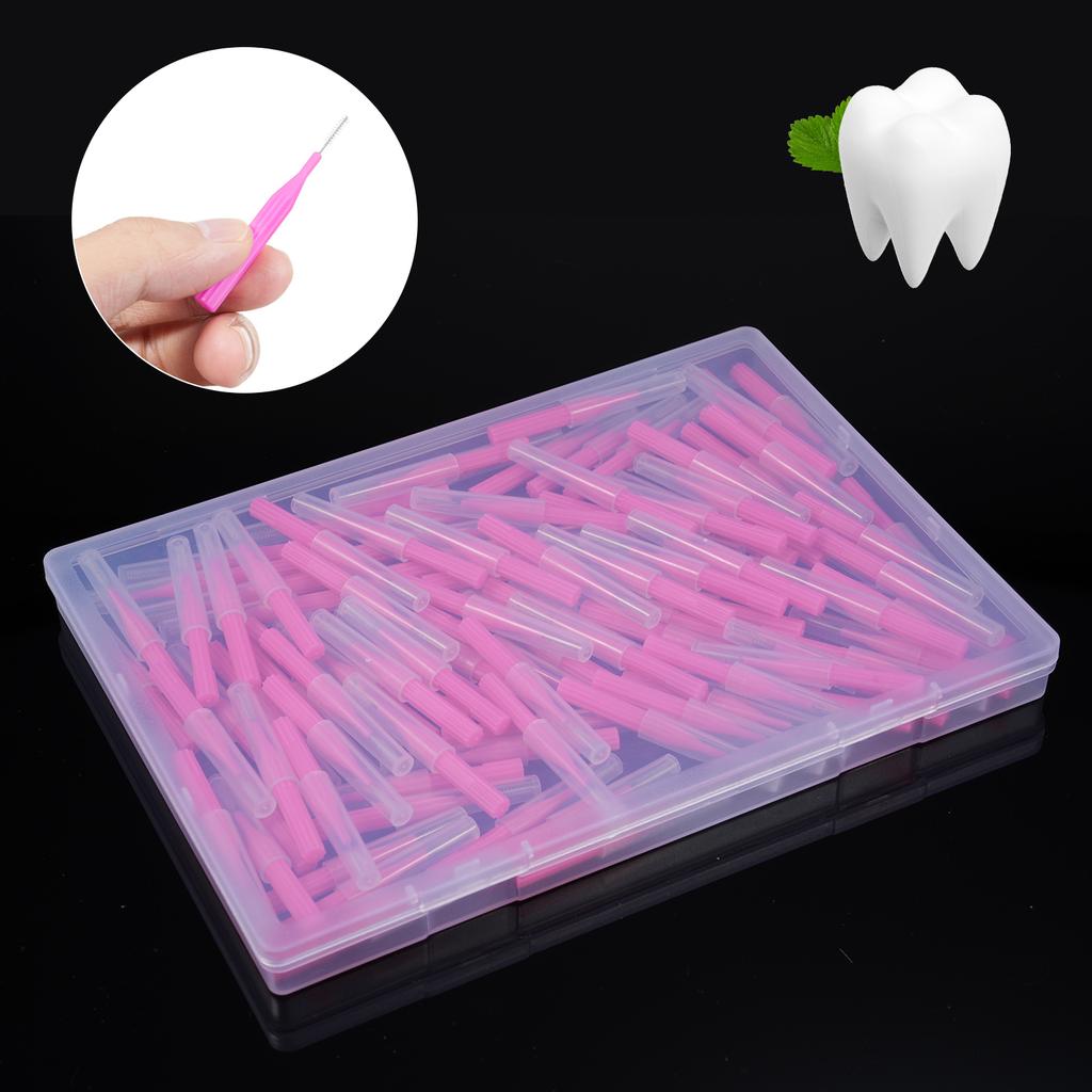 100PCS Interdental Brushes Dental Floss Toothpick Orthodontic Braces Brush Tooth Cleaning Tool Oral Care with Storage Box