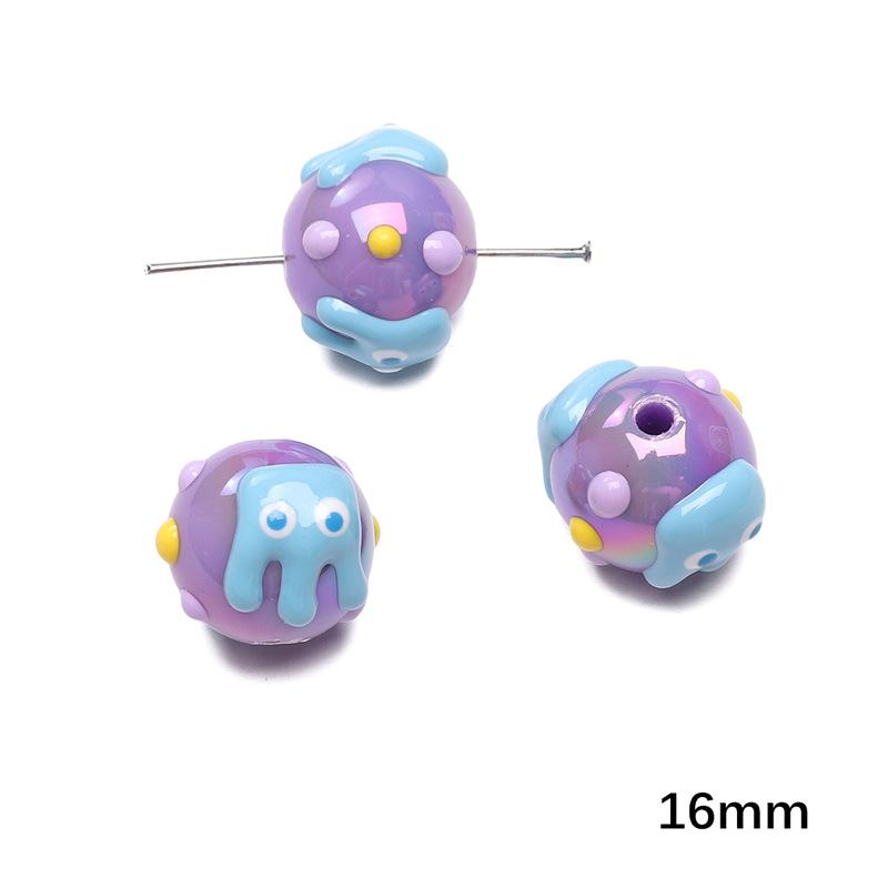 Handmade Beads Acrylic Double-sided Hand-painted Round Beads Graffiti Handmade Beads Diy Weaving Cell Phone Chain String Loose Beads Material