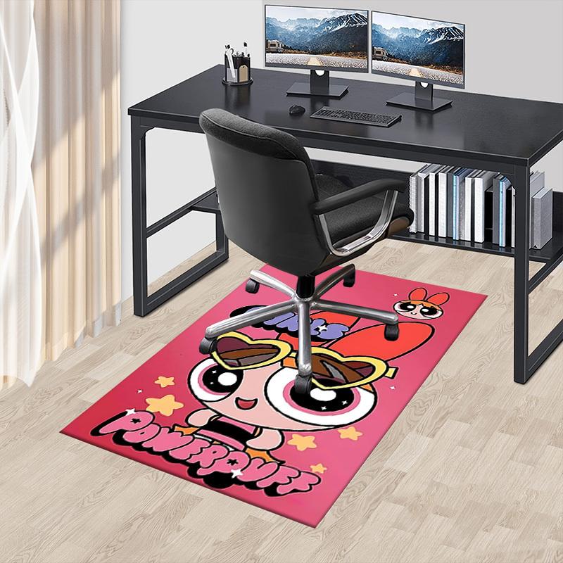 1 шт. Ковер POWERPUFF GIRLS с противоскользящей основой из полиэстера для пола в офис. Спальню