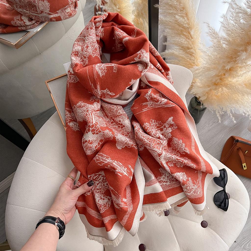Luxury Winter Scarf Women Cashmere Warm Pashmina Brand Foulard Female Shawls Wraps Thick Soft Bufanda Poncho Scarves Stole
