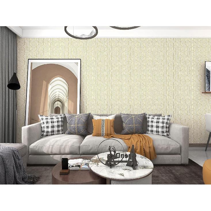 Бело-золотая геометрическая полосатая шестиугольная самоклеящаяся контактная бумага, самоклеящиеся обои, съемная виниловая пленка, декоративная подкладка для полок и ящиков