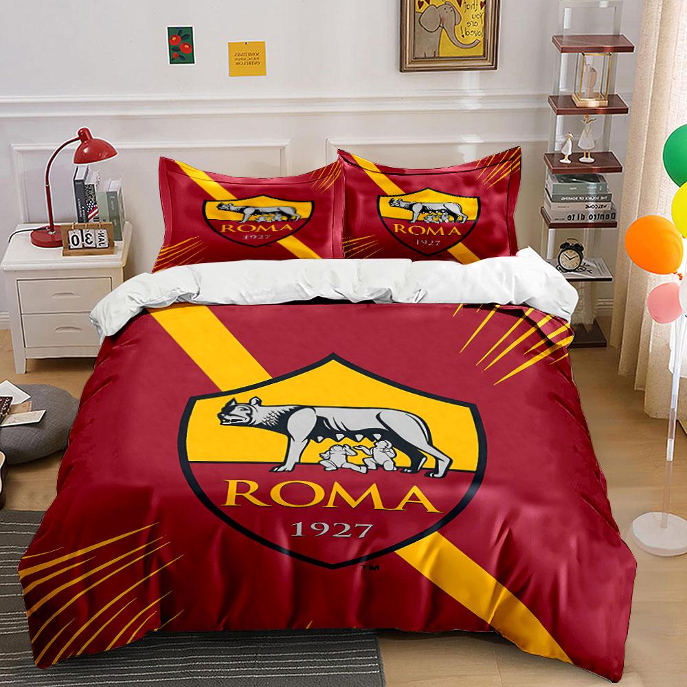 Red Roma Logo Bedding Set Bedding Duvet Cover Set Duvet Cover Pillowcases (1 * Duvet Cover 2 * Pillowcases, without duvet insert)