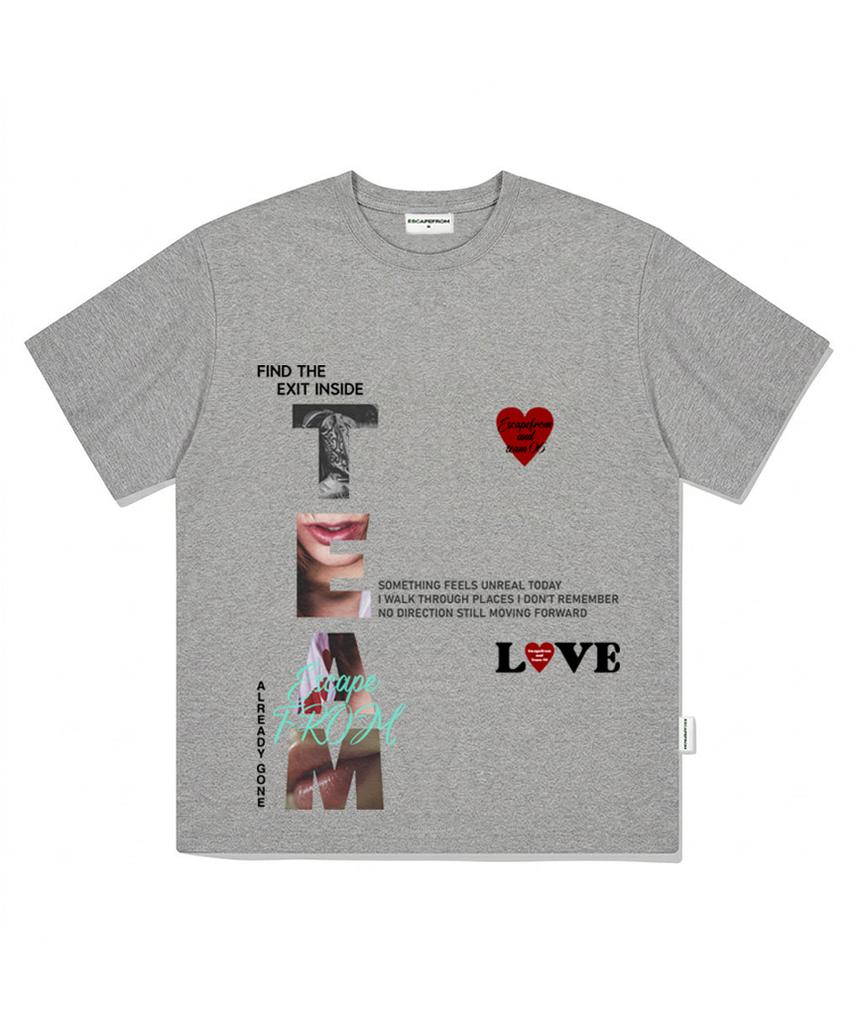 ESCAPEFROM Exit Inside Print Oversized Short Sleeve T-Shirt Black