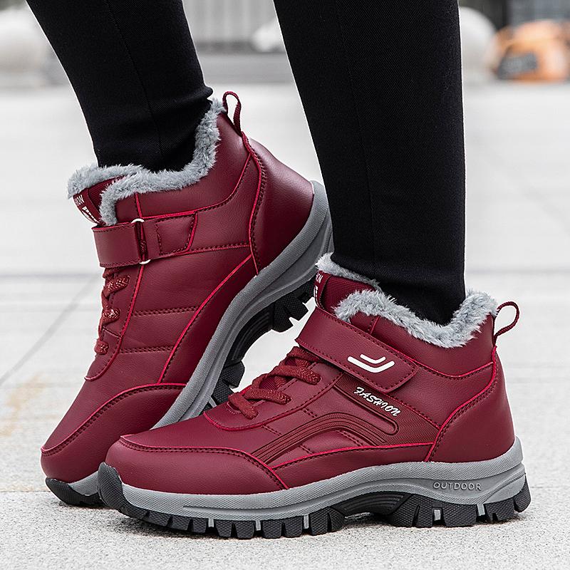 35-45 Зимние высокие хлопковые ботинки для пожилых людей Водонепроницаемые и теплые кожаные туфли для родителей Кроссовки для походов Кроссовки для походов