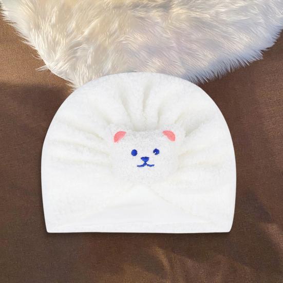 Children Hat Cartoon Bear Design Comfortable Elastic Fit Knitting Hat All-Round Thermal Protection Winter Baby Hat