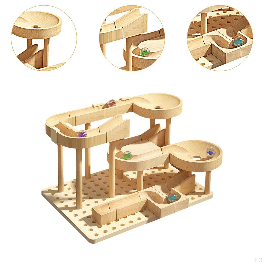 DIY Деревянный Трек Мраморная Игрушка Головоломка Сборка Головоломка Ремесла Уникальные Катящиеся Шариковые Блоки для