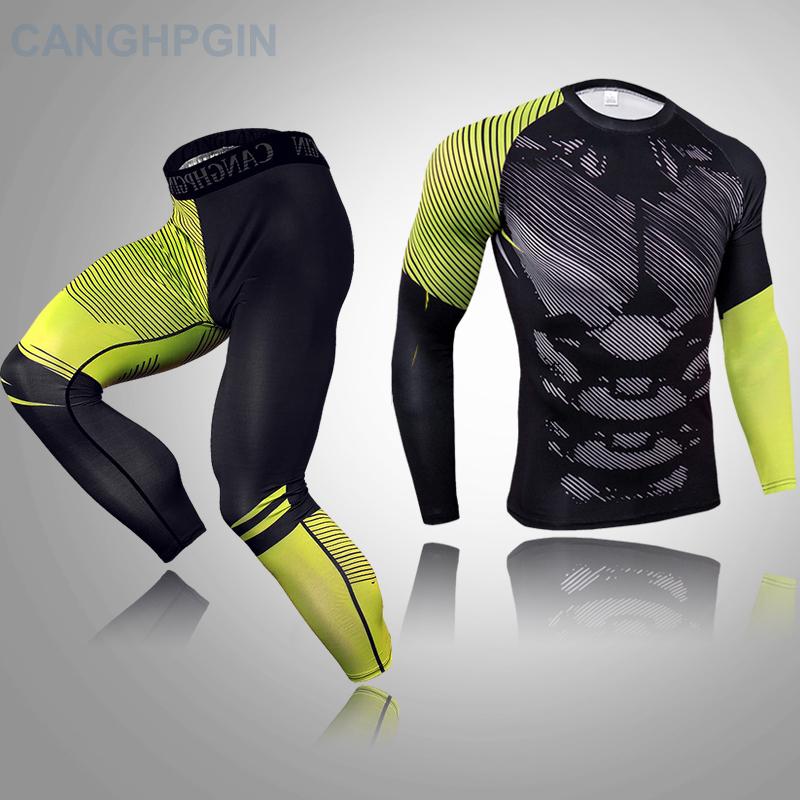 2 шт., комплект термобелья для мужчин Long Johns, леггинсы для фитнеса, компрессионный спортивный костюм, нижнее белье