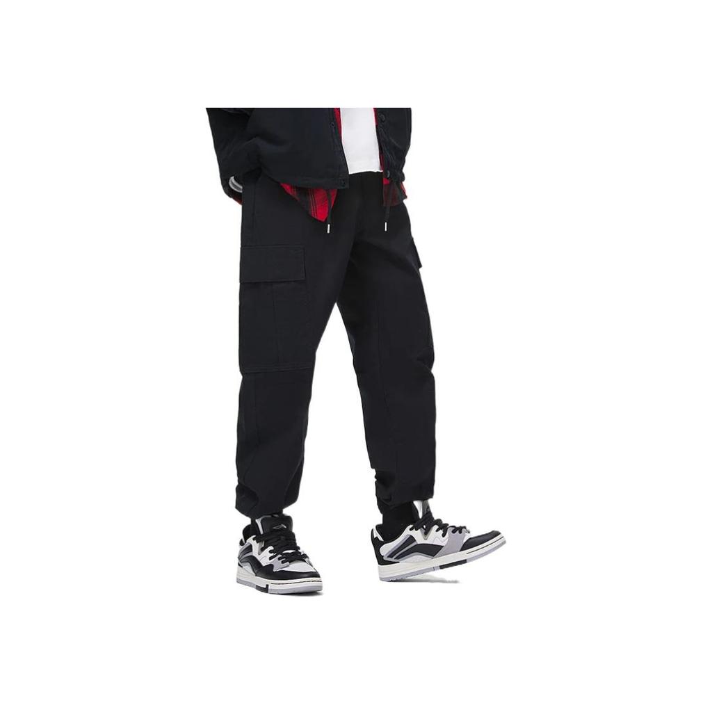 Li-Ning SS23 Спортивные повседневные брюки с вышивкой букв, мужские брюки, черные AKXT021-1