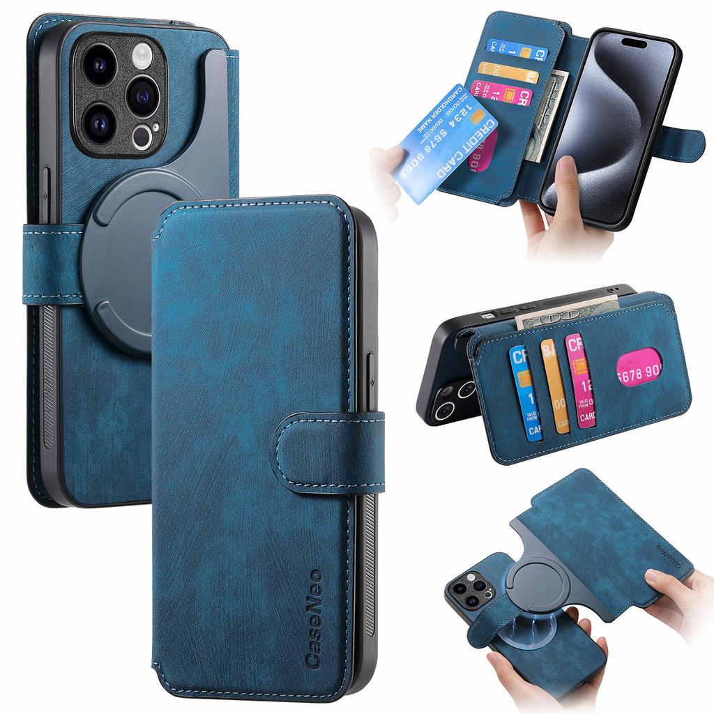 CASENEO MW-03 For iPhone 14 Pro Max Case with Detachable Wallet Leather+TPU Phone Cover