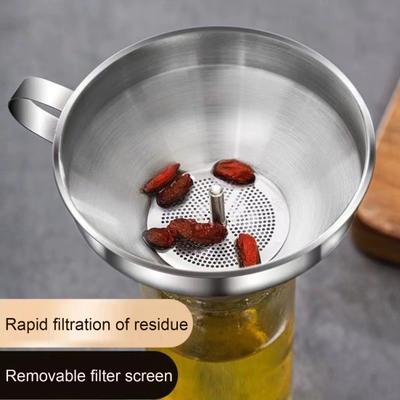 Кухонная воронка из нержавеющей стали со съемным фильтром для пищевых продуктов. Мини-металлическая кухонная воронка для переноса эфирных масел, жидких сухих ингредиентов, косметики.