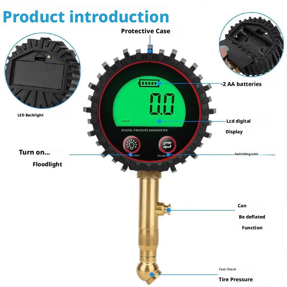 Car Tire Pressure Gauge 3-255PSI Heavy Duty Digital Backlit LCD Air Tool