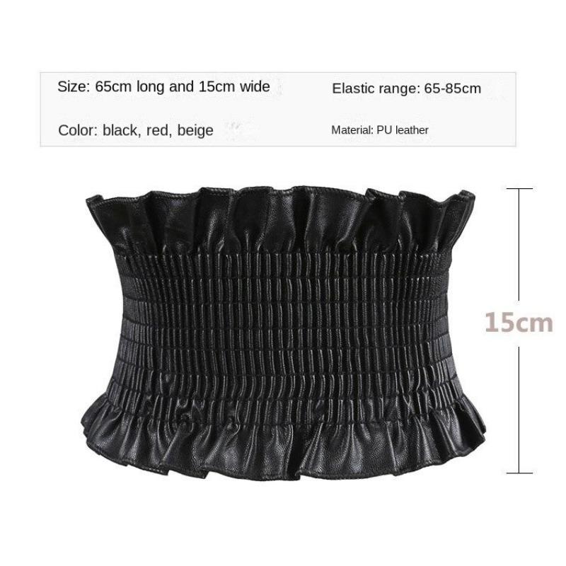 Ultra-wide Shirt Girdle Ladies Simple Wild Lace Elastic Dress Decorative Belt Black and Red Wild Accessories Tide.