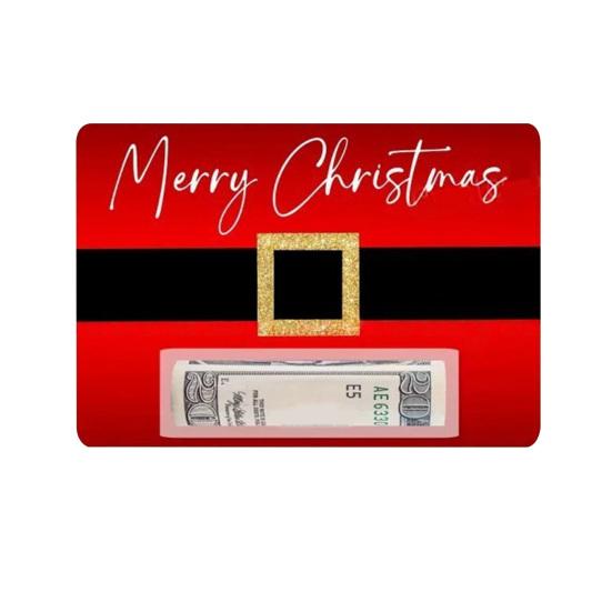 Рождественская открытка для денег с поясом Санты, праздничная поздравительная открытка с дизайном красного пояса, сезонная поздравительная открытка для праздничных подарков и денежного презента