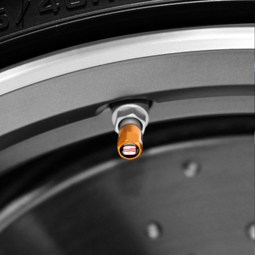 TBID8 4Pcs Metal Car Styling 3D Wheel Tire Valve Caps Stem Cover Accessories For Seat FR Cupra Tarraco Ateca Toledo Leon Ibiza Cordoba