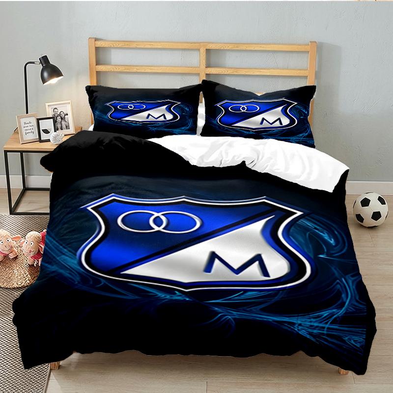 3PCS Blue Shield Emblem Millo-narios Bedding set,Ideal for1pc Duvet Cover And 2pcs Pillowcases Perfect for Christmas Ideal for Bedroom, Dormitory