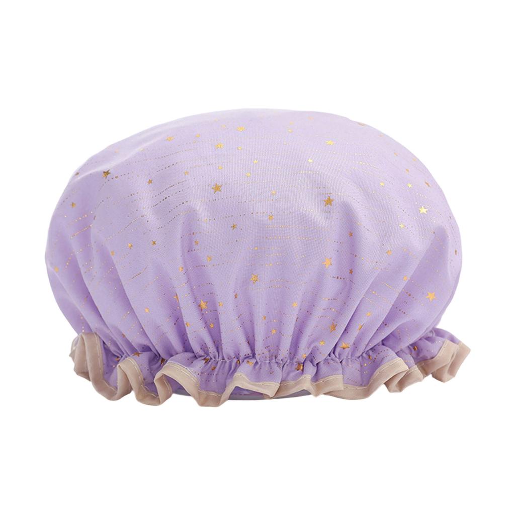 Двойная шапочка для душа Водонепроницаемая шапочка для волос Горячая золотая напечатанная териленовая хлопковая шапочка для душа для купания женщин