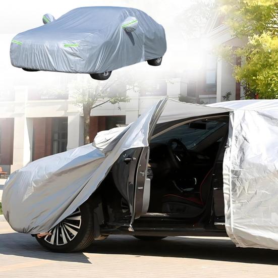 Всесезонный чехол для автомобиля с отражающими полосами Водонепроницаемый УФ-отражающий Снегозащитный Ветрозащитный Уличный чехол для автомобиля